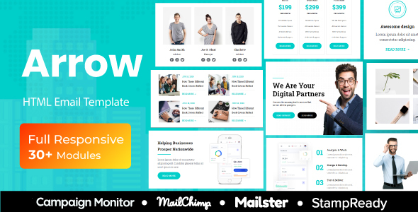 Arrow - Multipurpose Responsive Email Template 30+ Modules Mailchimp