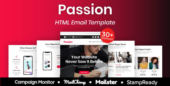 Passion - Multipurpose Responsive Email Template 30+ Modules Mailchimp