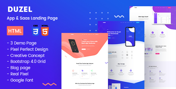 Duzel - App & Saas Landing Page HTML Template