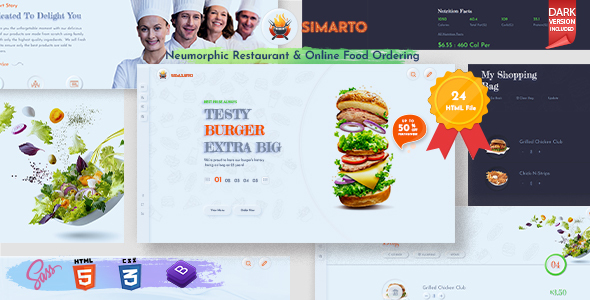 Simarto - Neumorphic Restaurant & Online Food Ordering Html Template