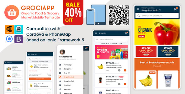 Grociapp - Organic Food & Grocery Market Mobile Template