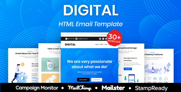 Digital - Multipurpose Responsive Email Template 30+ Modules Mailchimp