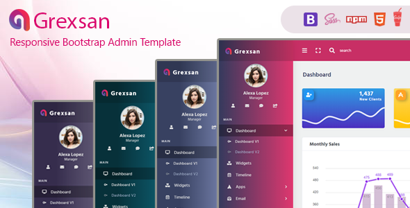 Grexsan - Bootstrap 4 Admin Dashboard Template