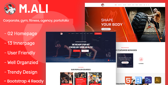 M.Ali - Fitness and Gym Bootstrap 4 Template