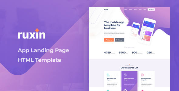 Ruxin - App Landing Page HTML Template