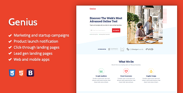 Genius - Premium HTML Landing Page Template