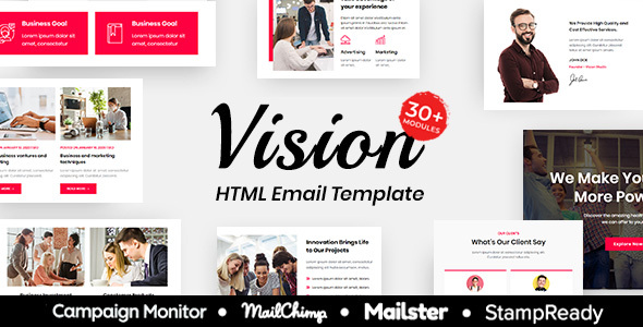 Vision - Multipurpose Responsive Email Template 30+ Modules Mailchimp