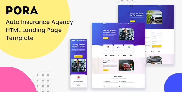 Pora - Auto Insurance Agency HTML Landing Page Template