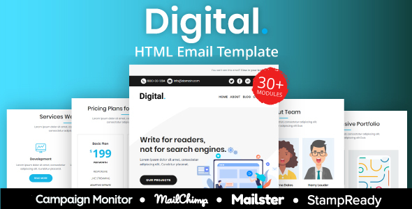 Digital - Multipurpose Responsive Email Template 30+ Modules Mailchimp