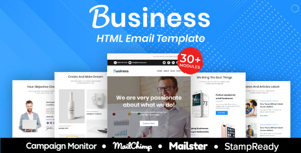 Business - Multipurpose Responsive Email Template 30+ Modules Mailchimp