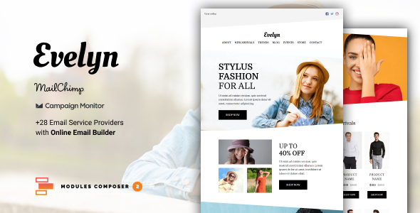 Evelyn - E-commerce Responsive Email for Fashion & Accessories with Online Builder