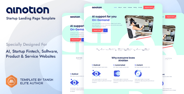 Ainotion Startup Landing Page Template