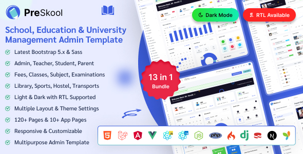 PreSkool - School ERP & LMS Education Management Admin Dashboard