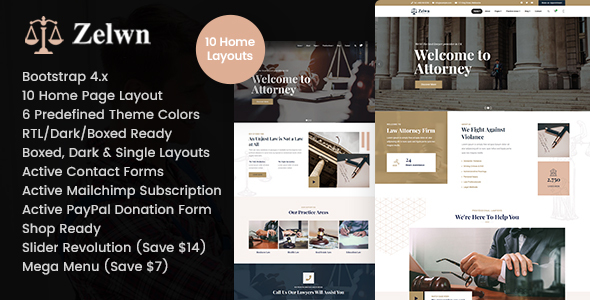 Zelwn - Lawyer Attorney HTML Template