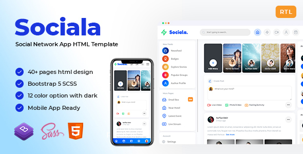 Sociala - Social Network App HTML Template