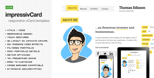 impressivCard - Responsive vCard HTML Template
