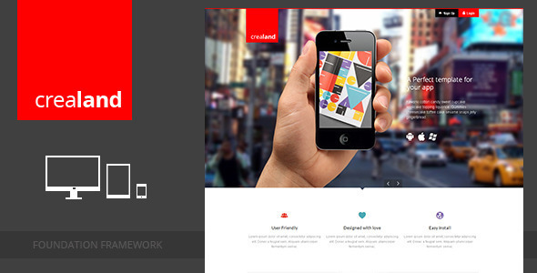 Crealand - Responsive app landing page