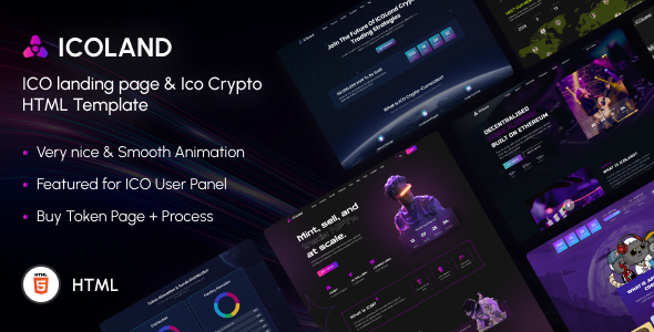 ICOLand | NFT landing page & Crypto HTML Template
