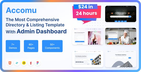 Accomu - Tailwind Directory & Listings  Template