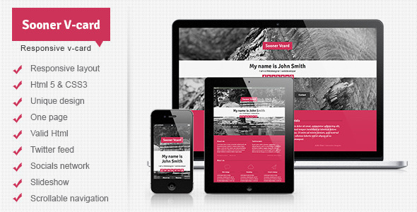 Sooner Responsive One Page V-card Template