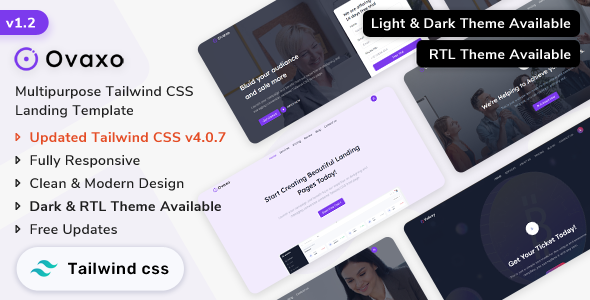 Ovaxo - Tailwind CSS Multipurpose Landing Template (Tailwind CSS v4)