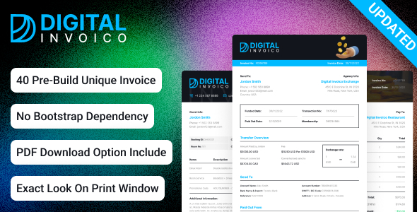 Invoice HTML Template for Ready to Print - Digital Invoico