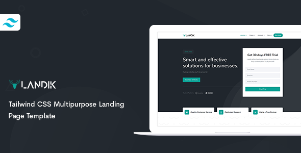Landik - Tailwind CSS Multipurpose Landing Page Template