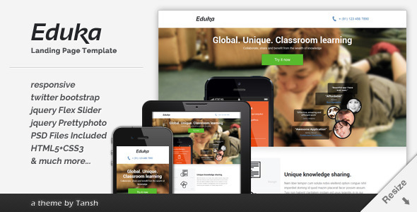 Eduka Responsive HTML Landing Page Template
