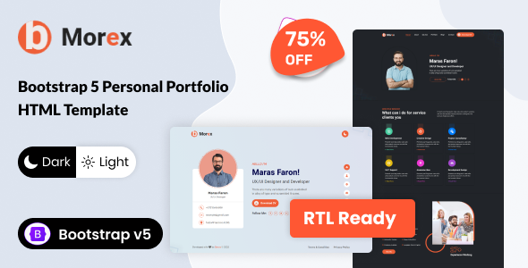 Morex - Bootstrap 5 Personal Portfolio HTML Template + RTL
