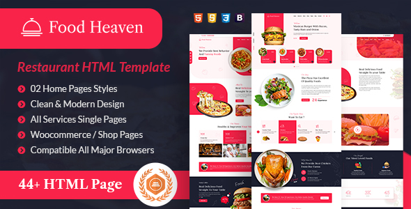 Food Heaven Restaurant and Recipe HTML Template