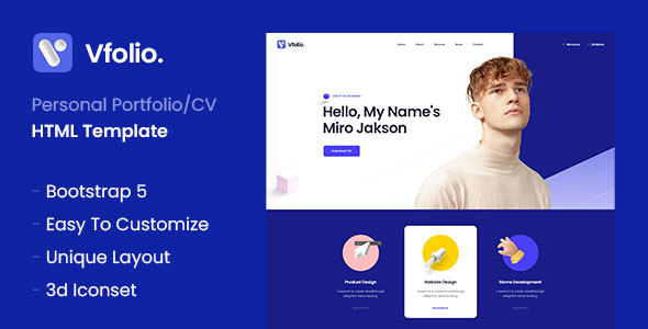 Vfolio- Personal Portfolio/CV HTML Template