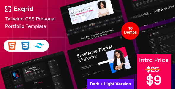 Exgrid - Tailwind CSS Personal Portfolio Template