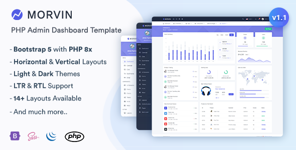 Morvin - PHP Admin & Dashboard Template