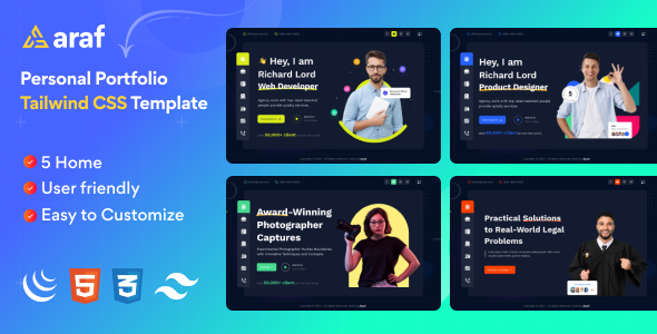 Aaraf - Tailwind CSS Personal Portfolio Template