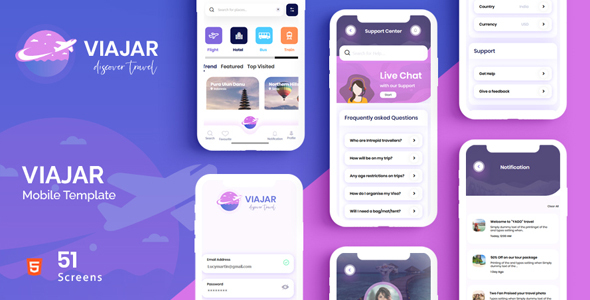 VIAJAR | Travel App Mobile Template