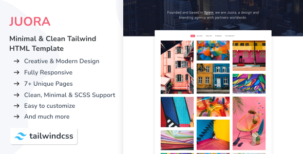 Juora - Minimal Tailwind CSS 3 Template.