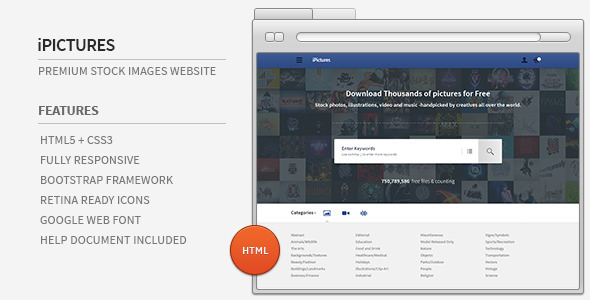 iPictures HTML Responsive Stock Image Website