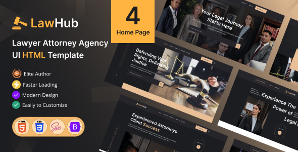 Lawhub - Lawyer Attorney Agency HTML Template