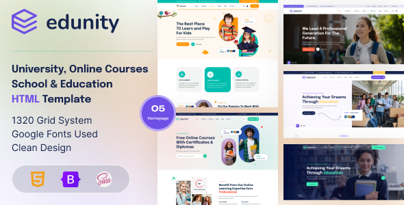 Edunity - University, Online Courses, School & Education HTML Template