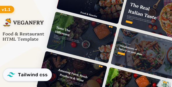 Veganfry - Food & Restaurant Tailwind CSS Template (Tailwind CSS v4)