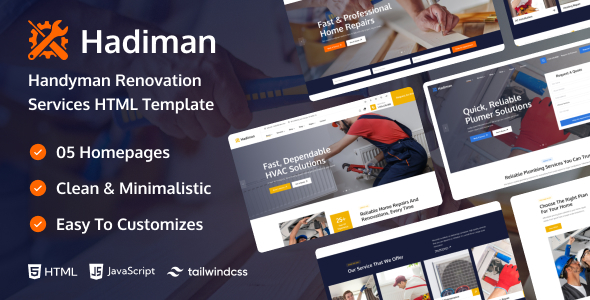 Hadiman - Handyman Renovation Services HTML Template