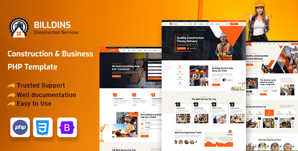 Billdins - Construction & Business PHP Template
