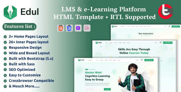 Edul - LMS & e-Learning Platform HTML Template + RTL Supported