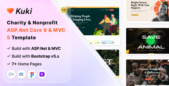 Kuki - Charity & Nonprofit ASP.Net Core 9 & MVC 5 Template