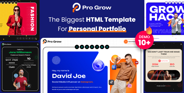 Personal Portfolio CV Resume HTML Template - Pro Grow