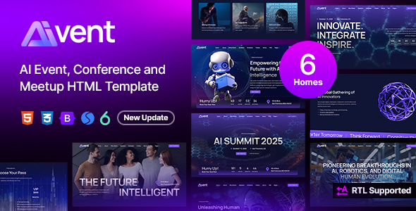Aivent - AI Event, Conference and Meetup HTML Template