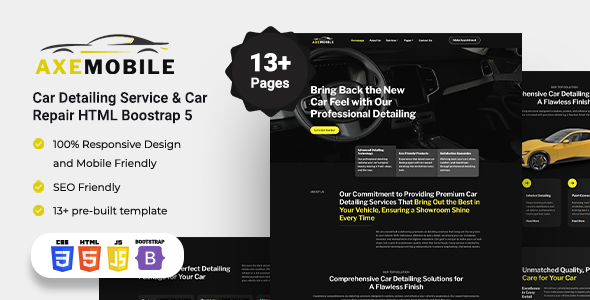 Axemobile - Car Detailing Service & Car Repair HTML Bootstrap 5 Template