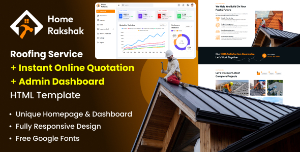 Roofing Service Website + Quotation Form + Admin Dashboard HTML Template - Home Rakshak