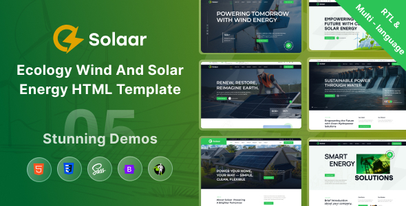 Solaar – Ecology Wind & Solar Energy HTML Template + RTL