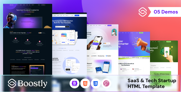 Boostly – SaaS & Tech App Landing HTML Template